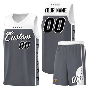 Custom Dark Gray White Personalized Star Pattern Sports Uniform Basketball Jersey