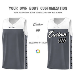 Custom Dark Gray White Personalized Star Pattern Sports Uniform Basketball Jersey