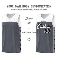 Custom Dark Gray White Personalized Star Pattern Sports Uniform Basketball Jersey