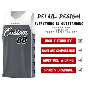 Custom Dark Gray White Personalized Star Pattern Sports Uniform Basketball Jersey