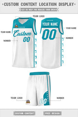 Custom White Aqua Personalized Star Pattern Sports Uniform Basketball Jersey