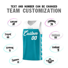 Custom Aqua White Personalized Star Pattern Sports Uniform Basketball Jersey