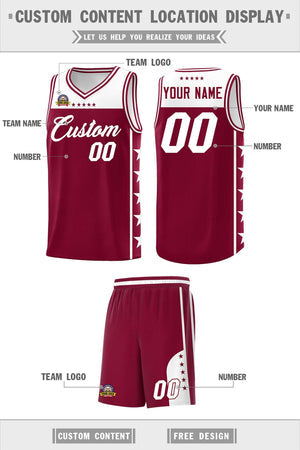 Custom Crimson White Personalized Star Pattern Sports Uniform Basketball Jersey