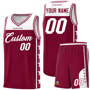 Custom Crimson White Personalized Star Pattern Sports Uniform Basketball Jersey