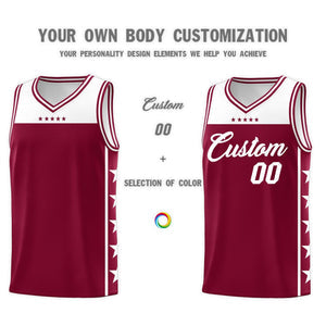 Custom Crimson White Personalized Star Pattern Sports Uniform Basketball Jersey