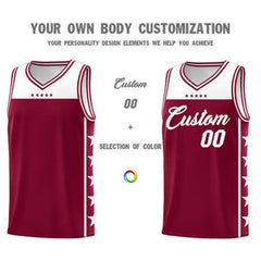 Custom Crimson White Personalized Star Pattern Sports Uniform Basketball Jersey
