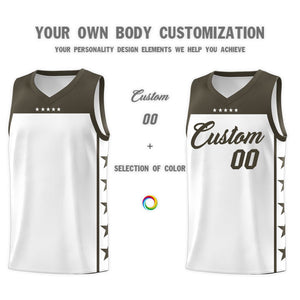 Custom White Olive Personalized Star Pattern Sports Uniform Basketball Jersey