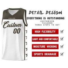 Custom White Olive Personalized Star Pattern Sports Uniform Basketball Jersey