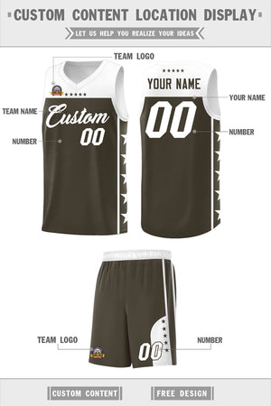 Custom Olive White Personalized Star Pattern Sports Uniform Basketball Jersey
