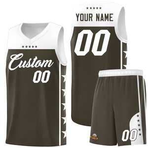 Custom Olive White Personalized Star Pattern Sports Uniform Basketball Jersey