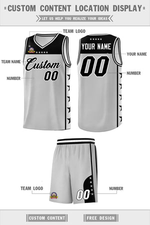 Custom Gray Black Personalized Star Pattern Sports Uniform Basketball Jersey