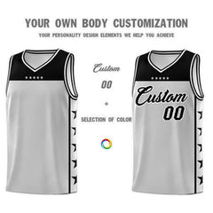 Custom Gray Black Personalized Star Pattern Sports Uniform Basketball Jersey