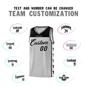 Custom Gray Black Personalized Star Pattern Sports Uniform Basketball Jersey
