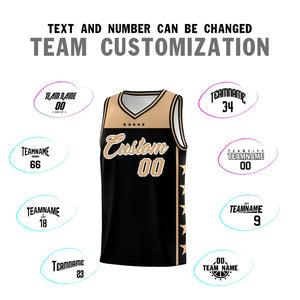 Custom Black Old Gold Personalized Star Pattern Sports Uniform Basketball Jersey