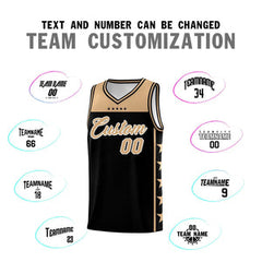 Custom Black Old Gold Personalized Star Pattern Sports Uniform Basketball Jersey