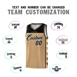 Custom Old Gold Black Personalized Star Pattern Sports Uniform Basketball Jersey