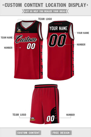Custom Red Black Personalized Star Pattern Sports Uniform Basketball Jersey