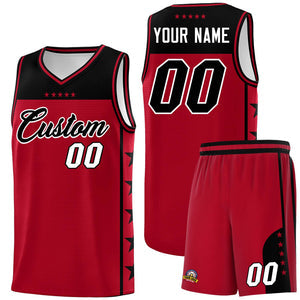 Custom Red Black Personalized Star Pattern Sports Uniform Basketball Jersey
