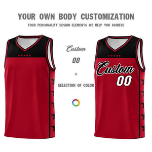 Custom Red Black Personalized Star Pattern Sports Uniform Basketball Jersey