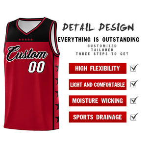 Custom Red Black Personalized Star Pattern Sports Uniform Basketball Jersey