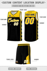 Custom Black Yellow Personalized Star Pattern Sports Uniform Basketball Jersey