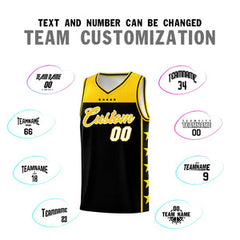 Custom Black Yellow Personalized Star Pattern Sports Uniform Basketball Jersey