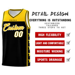 Custom Black Yellow Personalized Star Pattern Sports Uniform Basketball Jersey