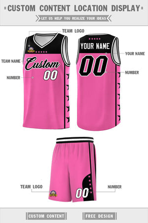 Custom Pink Black Personalized Star Pattern Sports Uniform Basketball Jersey