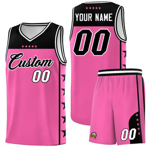 Custom Pink Black Personalized Star Pattern Sports Uniform Basketball Jersey