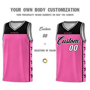 Custom Pink Black Personalized Star Pattern Sports Uniform Basketball Jersey