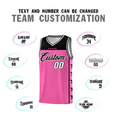 Custom Pink Black Personalized Star Pattern Sports Uniform Basketball Jersey