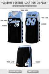 Custom Black Light Blue Personalized Star Pattern Sports Uniform Basketball Jersey