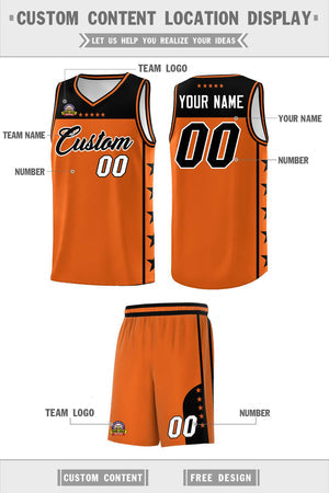 Custom Orange Black Personalized Star Pattern Sports Uniform Basketball Jersey