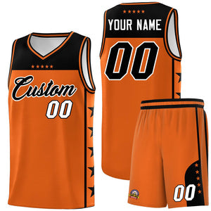Custom Orange Black Personalized Star Pattern Sports Uniform Basketball Jersey