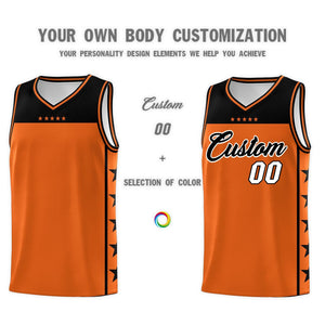 Custom Orange Black Personalized Star Pattern Sports Uniform Basketball Jersey