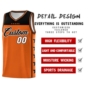 Custom Orange Black Personalized Star Pattern Sports Uniform Basketball Jersey