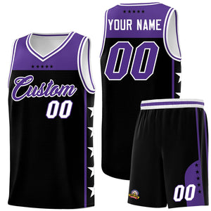 Custom Black Purple Personalized Star Pattern Sports Uniform Basketball Jersey