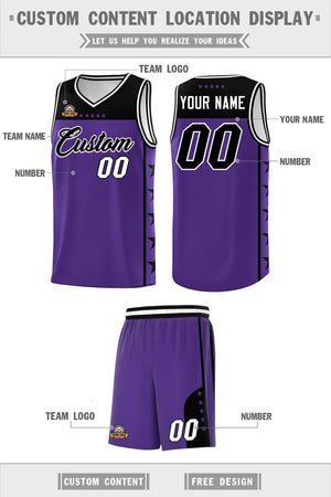 Custom Purple Black Personalized Star Pattern Sports Uniform Basketball Jersey