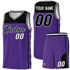 Custom Purple Black Personalized Star Pattern Sports Uniform Basketball Jersey