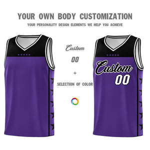 Custom Purple Black Personalized Star Pattern Sports Uniform Basketball Jersey