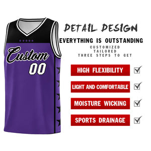 Custom Purple Black Personalized Star Pattern Sports Uniform Basketball Jersey