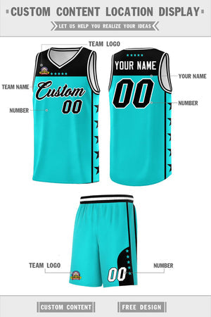 Custom Bright Green Black Personalized Star Pattern Sports Uniform Basketball Jersey