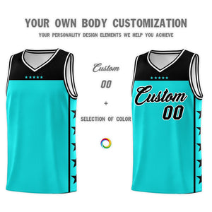 Custom Bright Green Black Personalized Star Pattern Sports Uniform Basketball Jersey