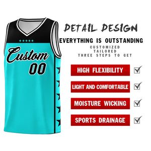 Custom Bright Green Black Personalized Star Pattern Sports Uniform Basketball Jersey