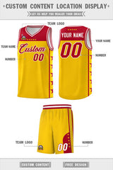 Custom Gold Red Personalized Star Pattern Sports Uniform Basketball Jersey