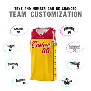 Custom Gold Red Personalized Star Pattern Sports Uniform Basketball Jersey