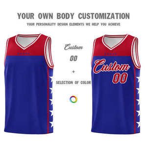 Custom Royal Red Personalized Star Pattern Sports Uniform Basketball Jersey