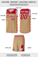 Custom Old Gold Red Personalized Star Pattern Sports Uniform Basketball Jersey