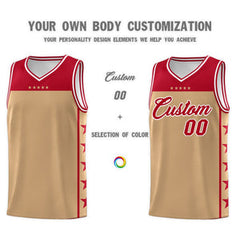 Custom Old Gold Red Personalized Star Pattern Sports Uniform Basketball Jersey