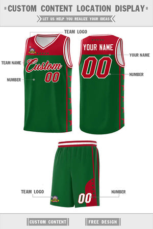 Custom Kelly Green Red Personalized Star Pattern Sports Uniform Basketball Jersey